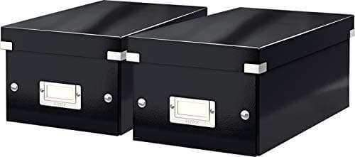 Image of Leitz Click and Store 60410001 Archive Box for CDs Grey Cardboard, Black