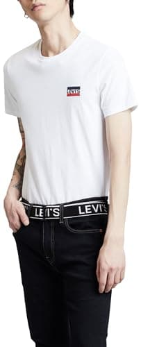 Image of Levi's Men's 2-Pack Crewneck Graphic Tee T-Shirt, Sportswear White/Mineral Black, M