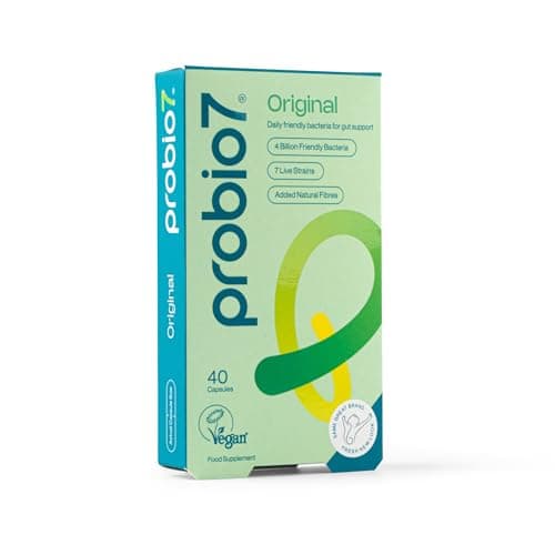 Image of Probio7 Original – Gentle Daily Gut Support | Vegan Approved | with 4 Billion CFU, 7 Live Bacterial Strains + Natural Fibre | Digestive Health Supplements, Probiotics for Gut Health, 40 Capsules