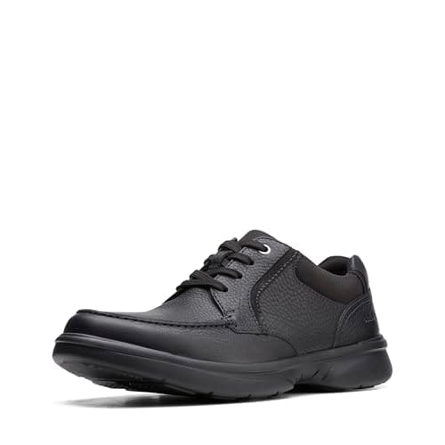 Image of Clarks Bradley Vibe, mens Low-Top Sneakers, Black tumbled leather, 7.5 UK