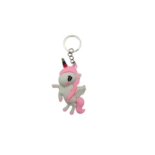 Image of 4Trails Unicorn Lucky Keyring Keychain Pastel Pink Blue Yellow White Schoolbag Ornament Key Fob Bag Decoration Cute Gifts for Women Ladies Girls (Pastel Pink)