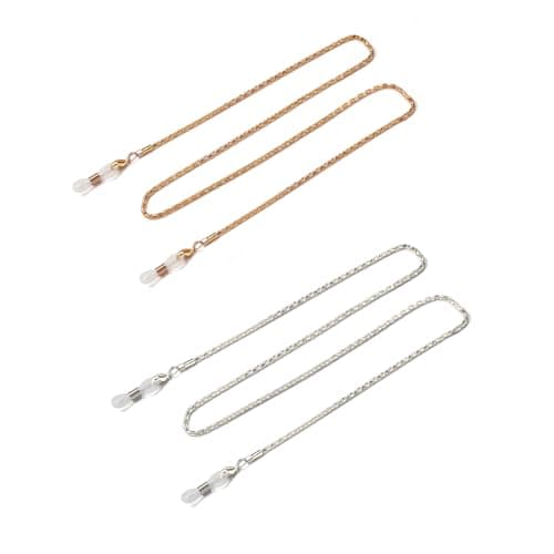 Image of Meiyea 2 Pack Sunglasses Chain for Men and Women - Metal Eyeglass Holder with Anti-Slip Fastener, Adjustable Glasses Lanyard for Reading, Sports, Fishing, Travel