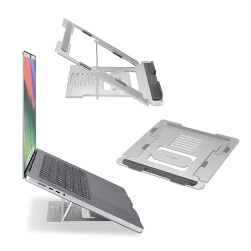 Image of Kensington Easy Riser Laptop Stand, Aluminium Laptop Riser & Portable Laptop Stand, Adjustable & Lightweight, Anti Slip & Folding Design, for Screens up to 16", Silver (K50417WW)