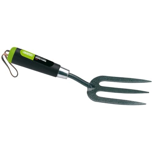 Image of Draper Garden Hand Fork | Heavy Duty Carbon Steel Weeding Tool | Soft Grip Plastic Handle | 88807