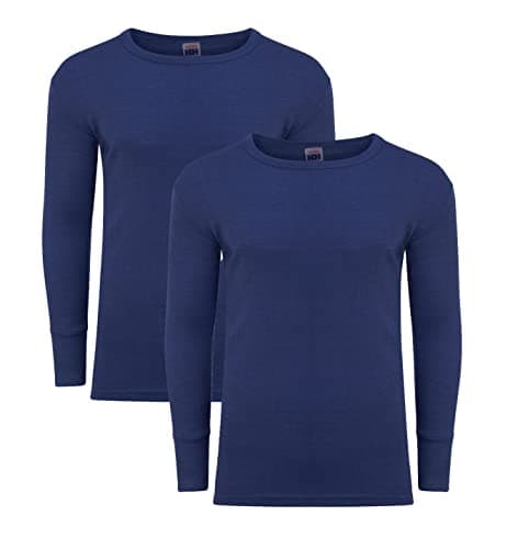 Image of Heatwave® Pack of 2 Men's Thermal Long Sleeve Top, Warm Underwear Baselayer, S M L XL XXL Thermals, Small Navy