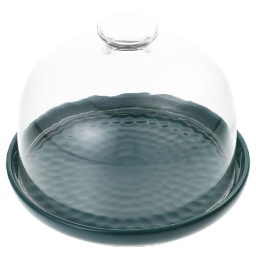 Image of DOITOOL Ceramic Cake Stand with Glass Dome Cover 6.10In Dessert Plate and Fruit Platter Display for Home Parties and Cheese Presentation