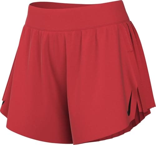 Image of Nike Aeroswift ADV Running Shorts with Dri-Fit Technology, Integrated Briefs and Medium Rise for Women, Lt Crimson/Black, FN2328-696, 2XL