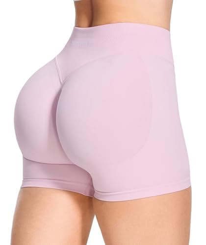 Image of JOYSPELS Seamless Gym Shorts for Women Scrunch Bums Ruched Booty Activewear Running Yoga Workout Sports Cycling Shorts Womens UK Pink S