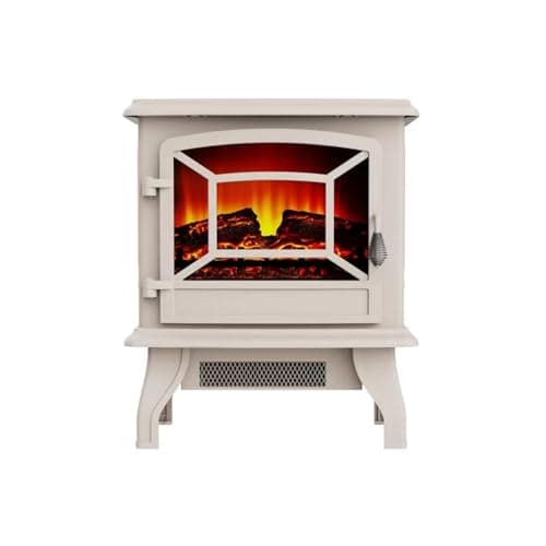 Image of Electric Stove Heater 2000W,Electric Fireplace with Indoor Log/Wood Burner Effect,Modern Freestanding LED Flame Fireplave Stoves Adjustable Thermostat (ADFE07 Fireplace, White)