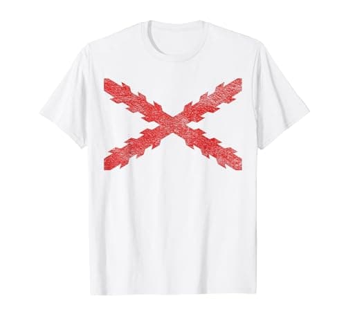 Image of Spanish Cross of Burgundy Flag Cross of ST. Andrew Saw Tooth T-Shirt, Men, White, Large