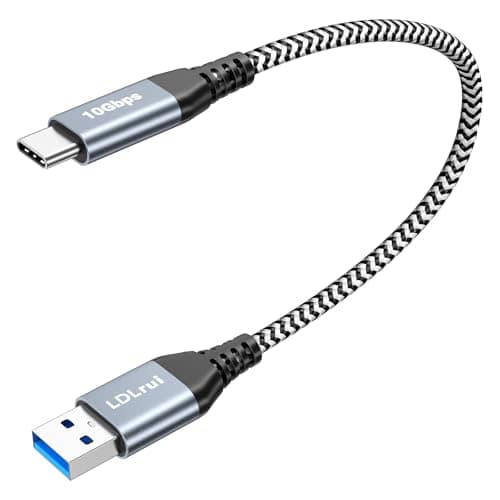 Image of LDLrui Short USB 3.2 Gen 2 A to USB C Cable [10Gbps, 0.3M], SuperSpeed USB Data Transfer Cable, 3.1A Fast Charging Android Sync Charge Cord for Samsung/Sandisk Portable SSD, Galaxy S21/S20,Power Bank