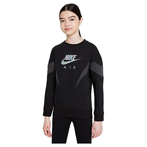 Image of Nike Sweatshirt Girl Crew Neck Air Black code DD7135-010, black / light grey, 8-10 Years