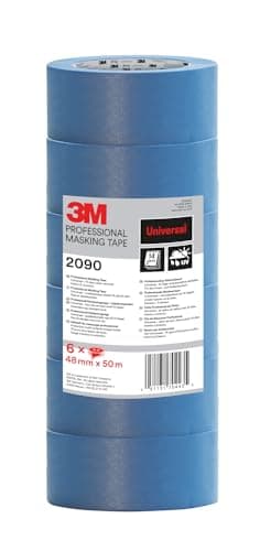 Image of 3M Professional Masking Tape 2090, Universal Surfaces, Tower Pack of 6 rolls, 48 mm x 50 m - UV stable, Water Resistant, For Indoor & Outdoor Painting and Decorating