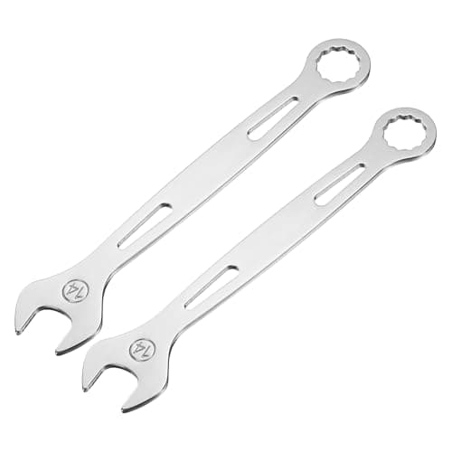Image of sourcing map 2Pcs Combination Wrench 14mm Metric Super Thin 12-Point Box and Open End Chrome Vanadium Steel Double Ended Spanner Tool for Automotive Furniture Machinery DIY Repair, Silver