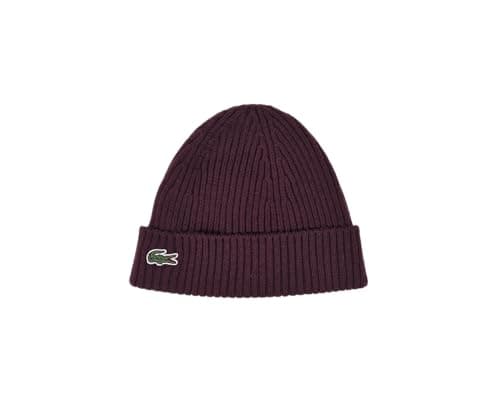 Image of Lacoste RB0001 Wool Beanie Hat in Bordeaux One Size