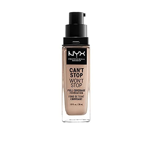 Image of NYX Professional Makeup 24 Hour Full Coverage Lightweight Foundation, Can't Stop Won't Stop, Long Lasting, Waterproof, Vegan Formula, Matte Finish, Shade: Porcelain