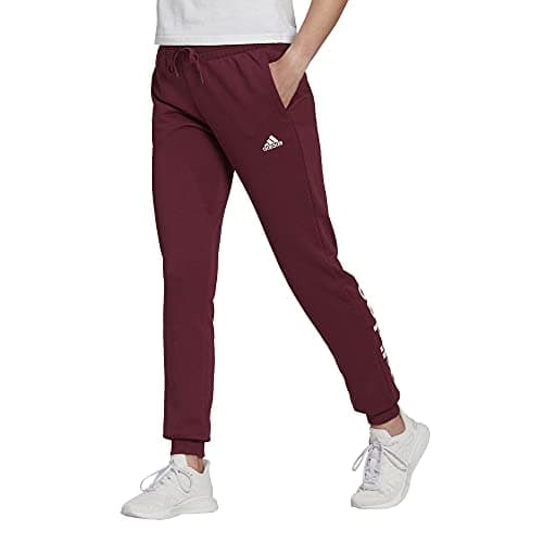 Image of adidas Women's Standard Essentials French Terry Logo Pants, Clothing, Victory Crimson/White, Large