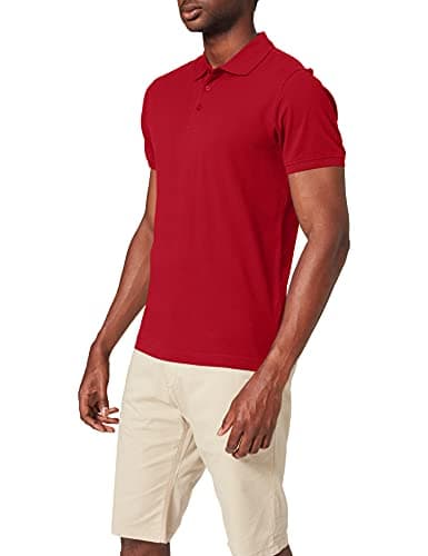 Image of Clique Men's Classic Lincoln Polo Regular Fit Plain Polo Short Sleeve Polo Shirt, Red, X-Small