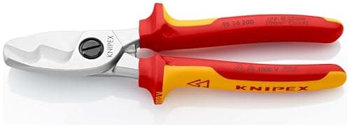 Image of KNIPEX Cable Shears with Twin Cutting Edge Chrome-Plated Insulated with Multi-Component Grips, VDE-Tested 200 mm, 95 16 200