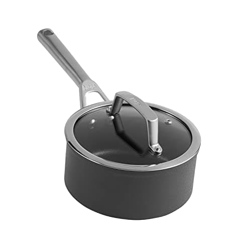 Image of Ninja ZEROSTICK Premium Cookware 20cm Saucepan with Glass Lid, Long Lasting, Non-Stick, Hard Anodised Aluminium, Induction Compatible, Oven Safe to 260°C, Grey, C30220UK