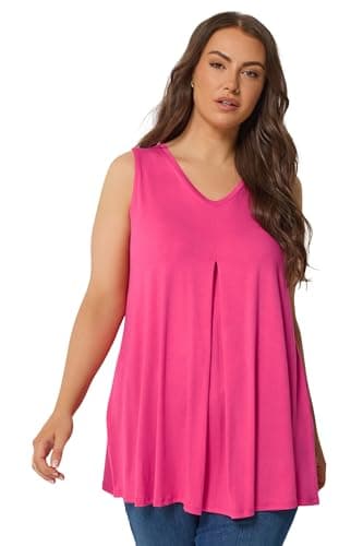 Image of Yours Curve Pink Pleat Front Vest Top - Women's - Plus Size Curve