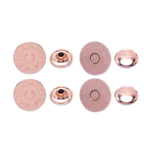 Image of WedDecor 4-Part Laser Cut 14mm Double Rivet Rose Gold Magnetic Clasps Anti-Rust Snap Closure Buttons for Leather Craft, Bags, Purses, Coats & DIY Sewing or Accessory Projects, Pack of 2