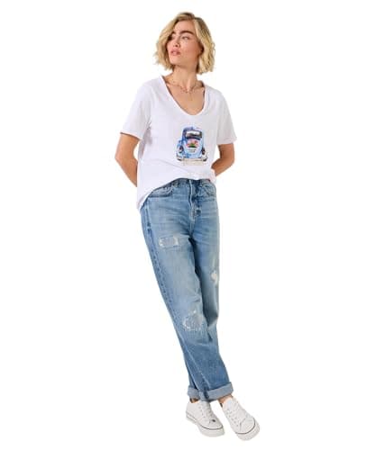 Image of Joe Browns Women's Retro Car Graphic Tee, Regular, White, UK 18