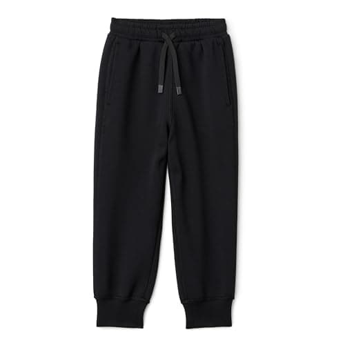 Image of Amazon Essentials Boys' Athletic Loose-Fit Jogger Tracksuit Bottoms with Pockets, Active Sweat, Black, 11-12 Years