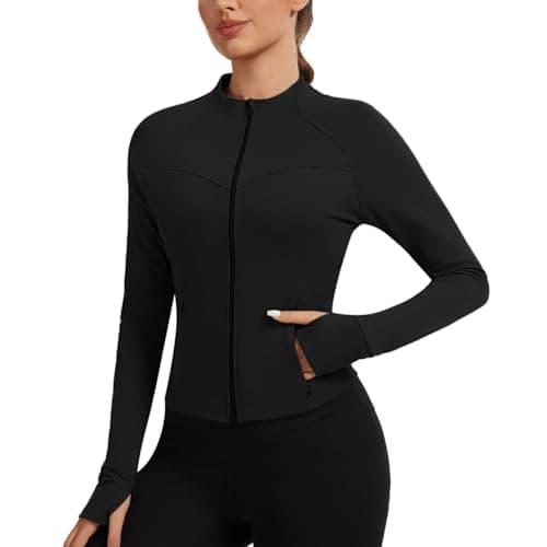Image of AMZSPORT Womens Sport Jacket Running Gym Top with Zip Pockets, Black M
