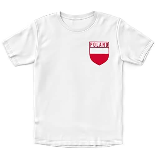 Image of Purple Print House Poland Football Shirt Kids - Boys Polska Badge Retro T Shirt - Football Country European 2024 Supporters Gifts for Kids - 2024 Polish Tournament Footy Soccer Top, 2-3 Years, White