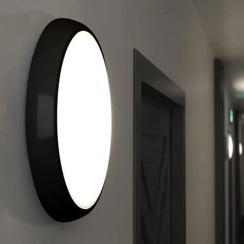 Image of LEDBRITE LED Ceiling & Wall Light Black Bulkhead Slimline 2D 8W, 12W & 15W CCT 3000-6500K 105Lm/W, Waterproof IP65 Flush Security Lighting for Commercial, Hallway, Outdoor (Microwave Sensor)
