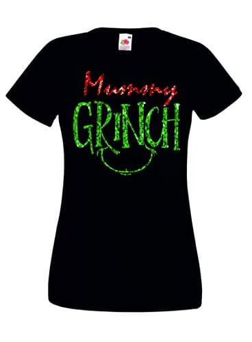 Image of Mummy Grinch Christmas T-Shirt Dr Seuss Xmas Gift Novelty T Shirt Ladies Sizes S - XXL (Medium, Black)