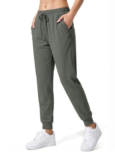 Image of KISSMODA Womens Joggers Basic Tracksuit Buttoms Elastic Waisted Drawstring Running Pants Lightweight Jogging Sweatpants Cuffed Trousers Track Pants with Pockets Lightgrey