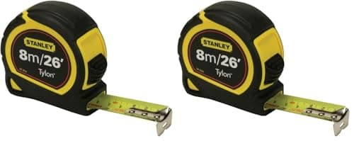 Image of STANLEY 8m/26ft Tylon Tape Measure with TRU-ZERO Anchor Hook, Retractable, High Visibility Tape Measure, 8m x 25mm, 0-30-656 (Pack of 2)