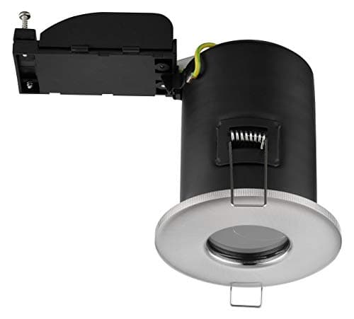 Image of Luceco IP65 Fixed Fire Rated GU10 Downlight, Brushed Steel