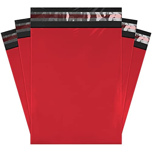 Image of Mailing Bags, YUNJU Shipping Poly Postal Self Seal Bags in Size 10 x 14 Inch Size Small Mailing Bags Postage Packaging Bags 254mm to 356mm Red 50 Pack