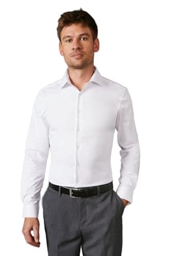 Image of Burton Mens Easy-Iron Skinny Long-Sleeved Formal Shirt (17in) (White)