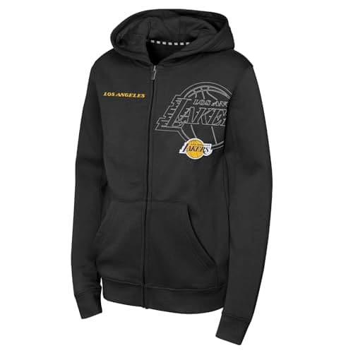 Image of NBA Boys Youth Brushed Fleece Full Zip Hoodie, Black, 12-13 Years EU
