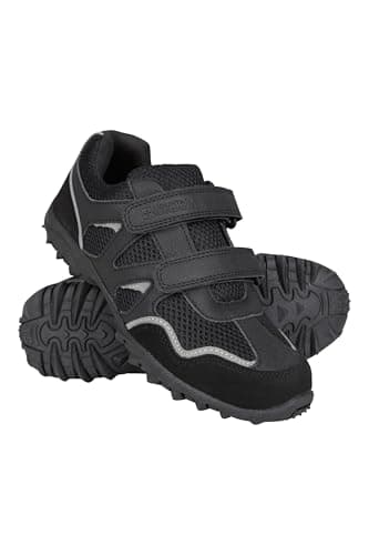 Image of Mountain Warehouse Mars Kids Non Marking Shoes - Lightweight, Breathable, Comfortable, Hook & Loop Straps, Boys & Girls – for Spring Summer & Outdoors Black Kids Shoe Size 10