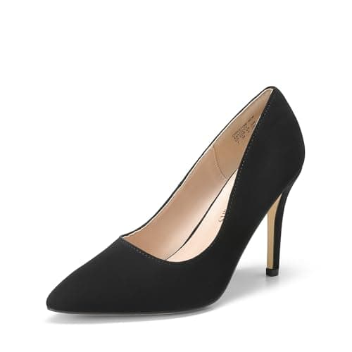 Image of DREAM PAIRS Women's Closed Toe High Heels Dress Pointed Toe Wedding Pump Shoes,Size 5.5,Black/Nubuck,Christian-N