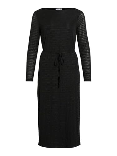 Image of Vila Rine Boat Neck L/S Midi Dress, Black Beauty, S