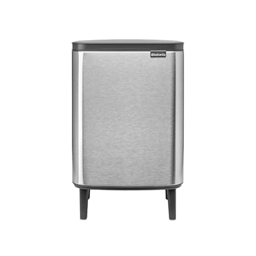 Image of Brabantia - Bo Waste Bin Hi 12L with Soft Close Lid, Removable Inner Bucket, and Transport Grip – Ideal for Bathroom, Bedroom, and Home Office – Matt Steel Fingerprint Proof