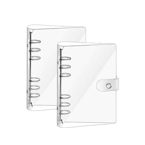 Image of A5 Clear Soft PVC Notebook Cover,2 PCS Notebook Binder 6 Hole Ring Binder with Snap Button Waterproof Loose Leaf Notebook Folder for Diary Office Home School