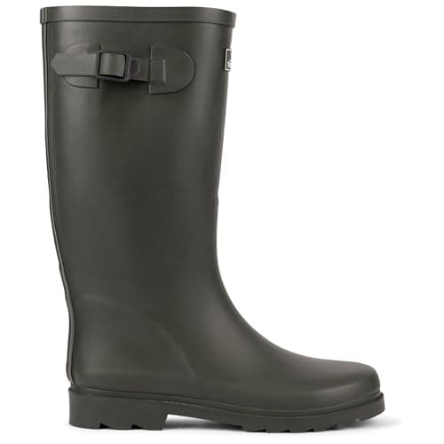 Image of Trespass Men's Wellington Boots Recon X - Green, Black, Size 8 UK, Men's Waterproof Wellington Boots, Adjustable Buckle, Outdoor, Rain Boots