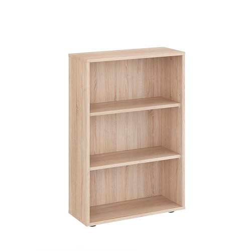 Image of Komto Sonoma Oak Bookcase – 3 Tier Bookshelf, Open Storage Shelving Unit for Bedroom, Living Room, Home Office and Dining Room | Lumo 60 x 90 x 24 cm (WxHxD)