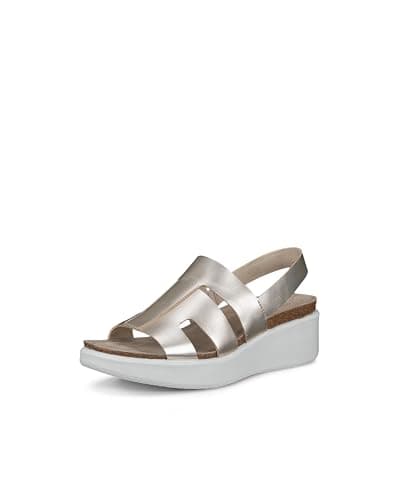 Image of ECCO Women's Flowt Cork Oasis Sandal, Pure White Gold/Pure White Gold, 6-6.5