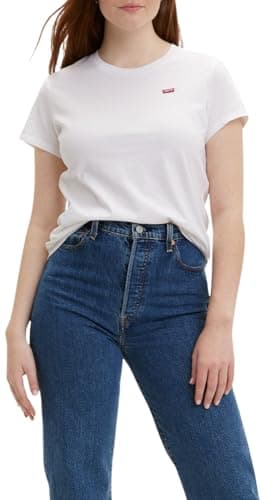 Image of Levi's Women's The Perfect Tee- Core Chesthit Logo T-Shirt, White, M