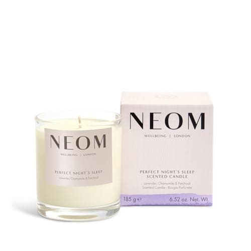Image of NEOM- Perfect Night's Sleep Scented Candle, 1 Wick | Lavender, Chamomile & Patchouli| Essential Oil Aromatherapy Candle | Scent to Sleep