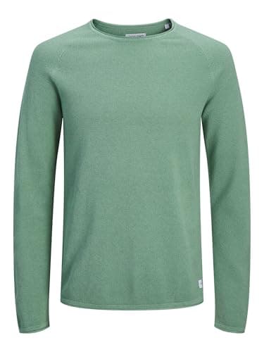 Image of JACK & JONES Mens Jjehill Knit Crew Neck Noos, Granite Green, M UK