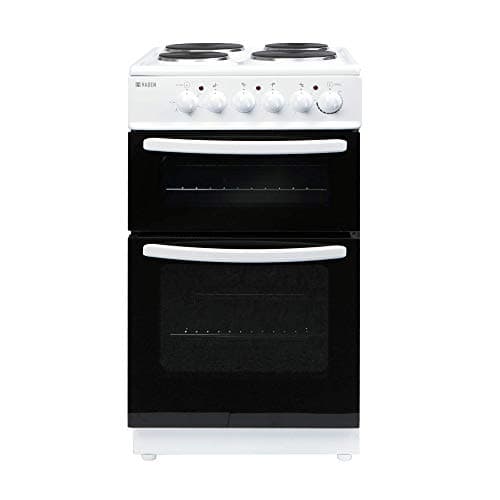 Image of Haden HEST50W Electric Cooker – Freestanding 52 Litre Oven and Grill with 4 Plate Solid Plate Rings - Twin Cavity Electric Cooker - 50cm, White